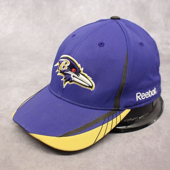 Reebok Baltimore Ravens Flexfit Cap NFL Onfield Equipment L/XL Purple & Yellow - Picture 1 of 10